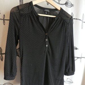 THE LIMITED sheer 3/4 sleeve polkadot blouse